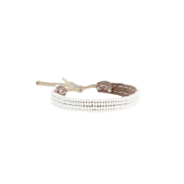 Suede beaded bracelet in white