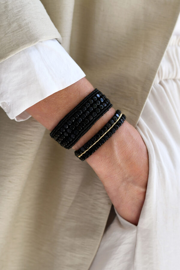 suede beaded bracelet in black