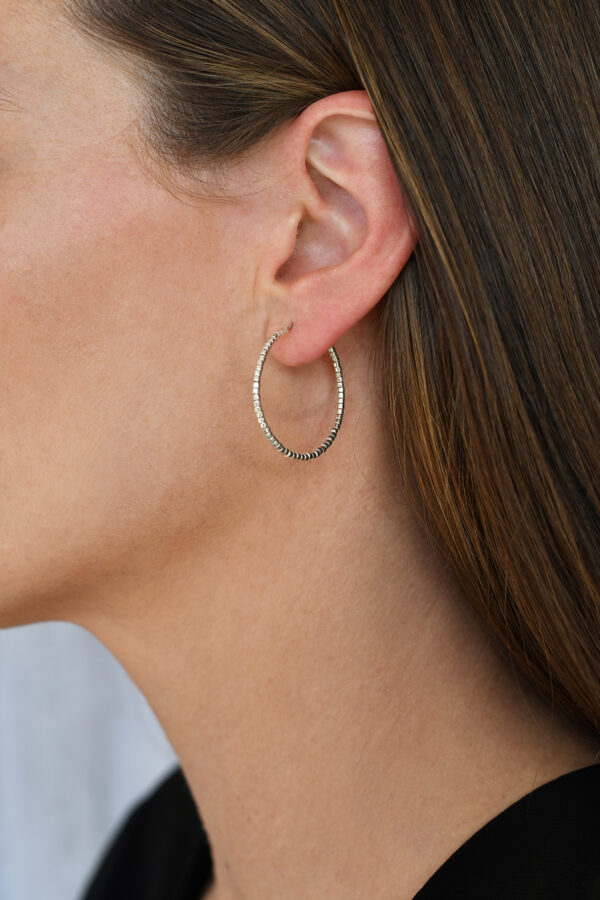beaded silver hoop earrings