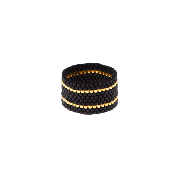 beaded ring black and gold