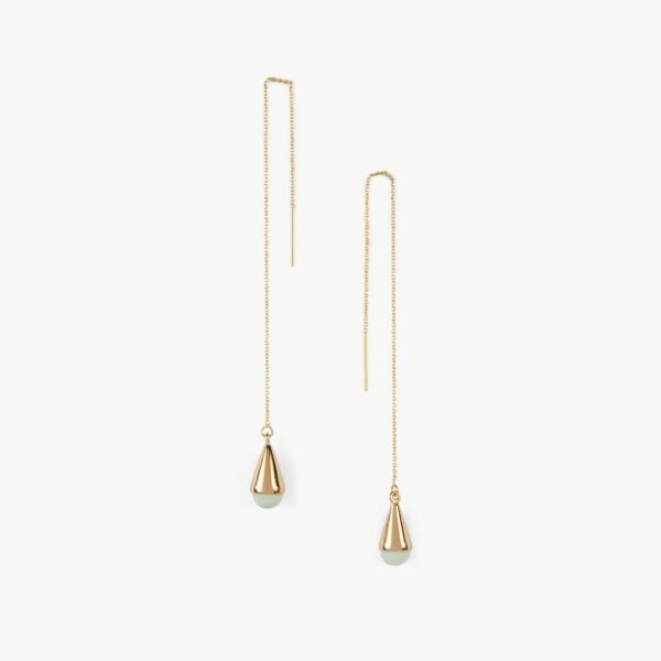 24K gold plated recycled brass chain earrings with recycled horn in white