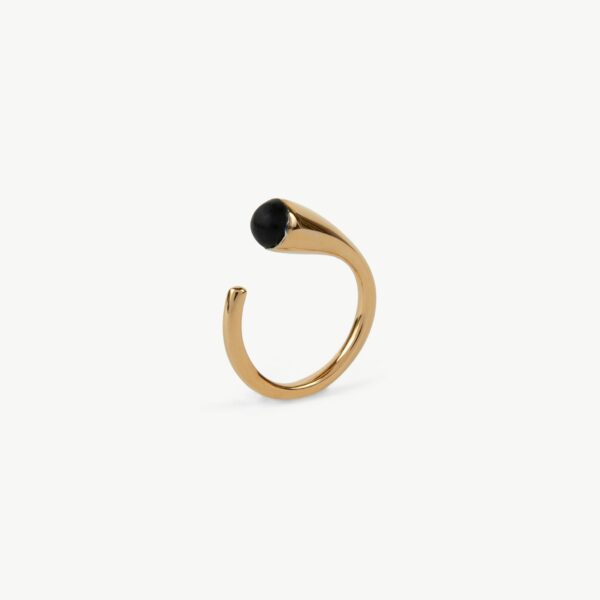 24K gold-plated recycled brass ring with recycled horn in black
