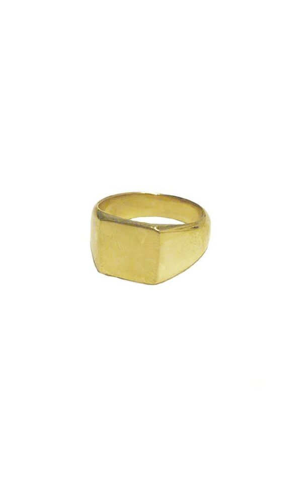 Signet pinky ring made of 24k gold-plated recycled brass