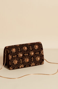 brown velvet clutch