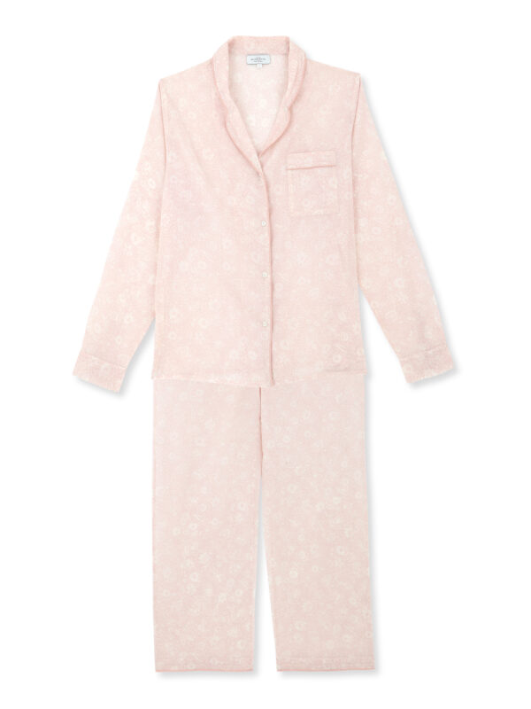 pajama in pink and white print