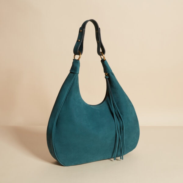 teal suede bag