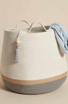 large basket in cobble gray and jute