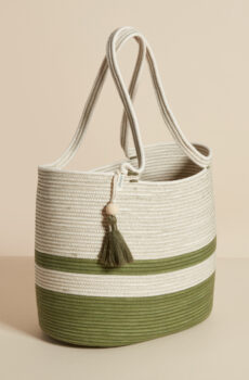 Cotton shopper bag in olive green