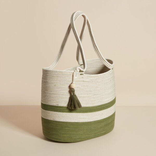 Cotton shopper bag in olive green