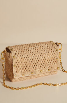 natural raffia bag with gold studs