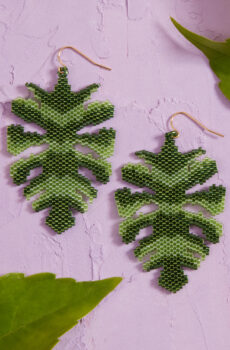 monstera palm leaf earrings