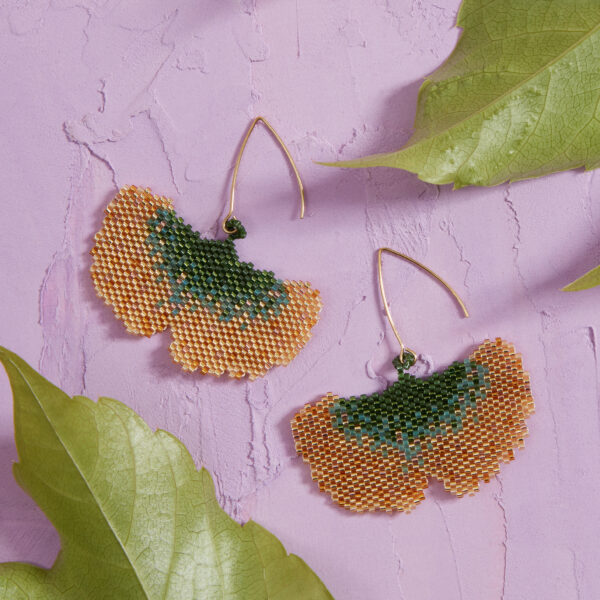 golden ginkgo leaf earrings